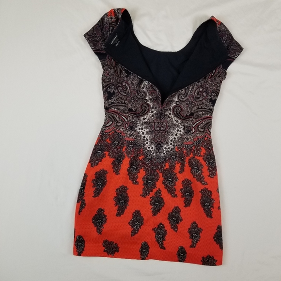 Club Monaco Wool and Silk Mini dress Size 6 Orange Black Like new - Picture 5 of 15